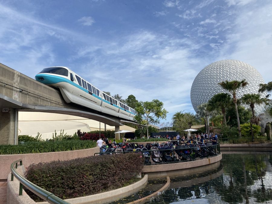 EPCOT Monorail and Spaceship Earth