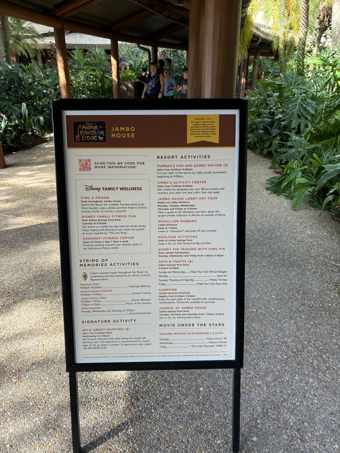 Resort Activities List at Animal Kingdom Lodge