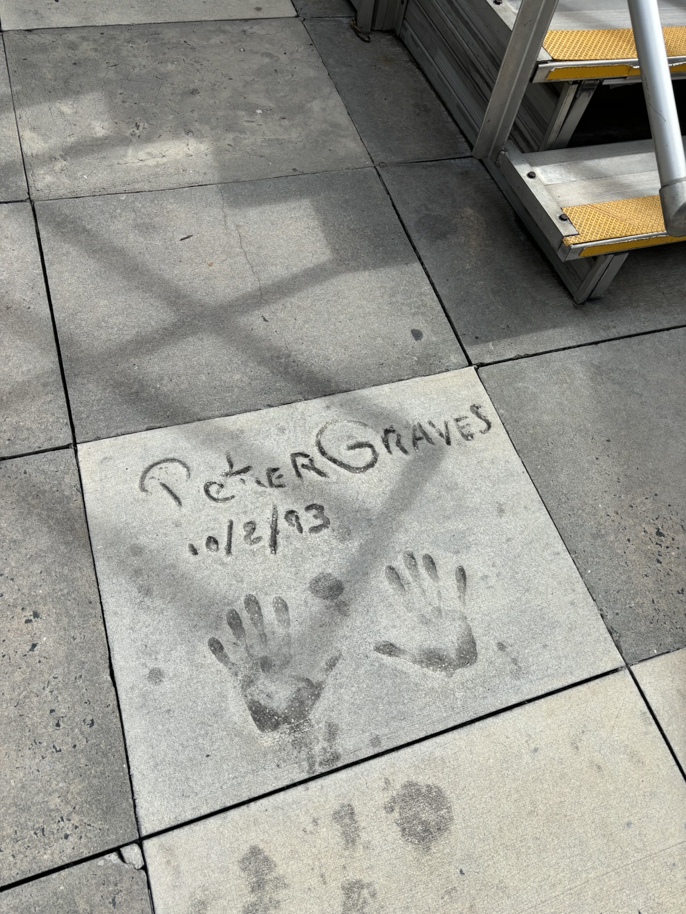 Peter Graves's square outside the Chinese Theater at Disney's Hollywood Studios