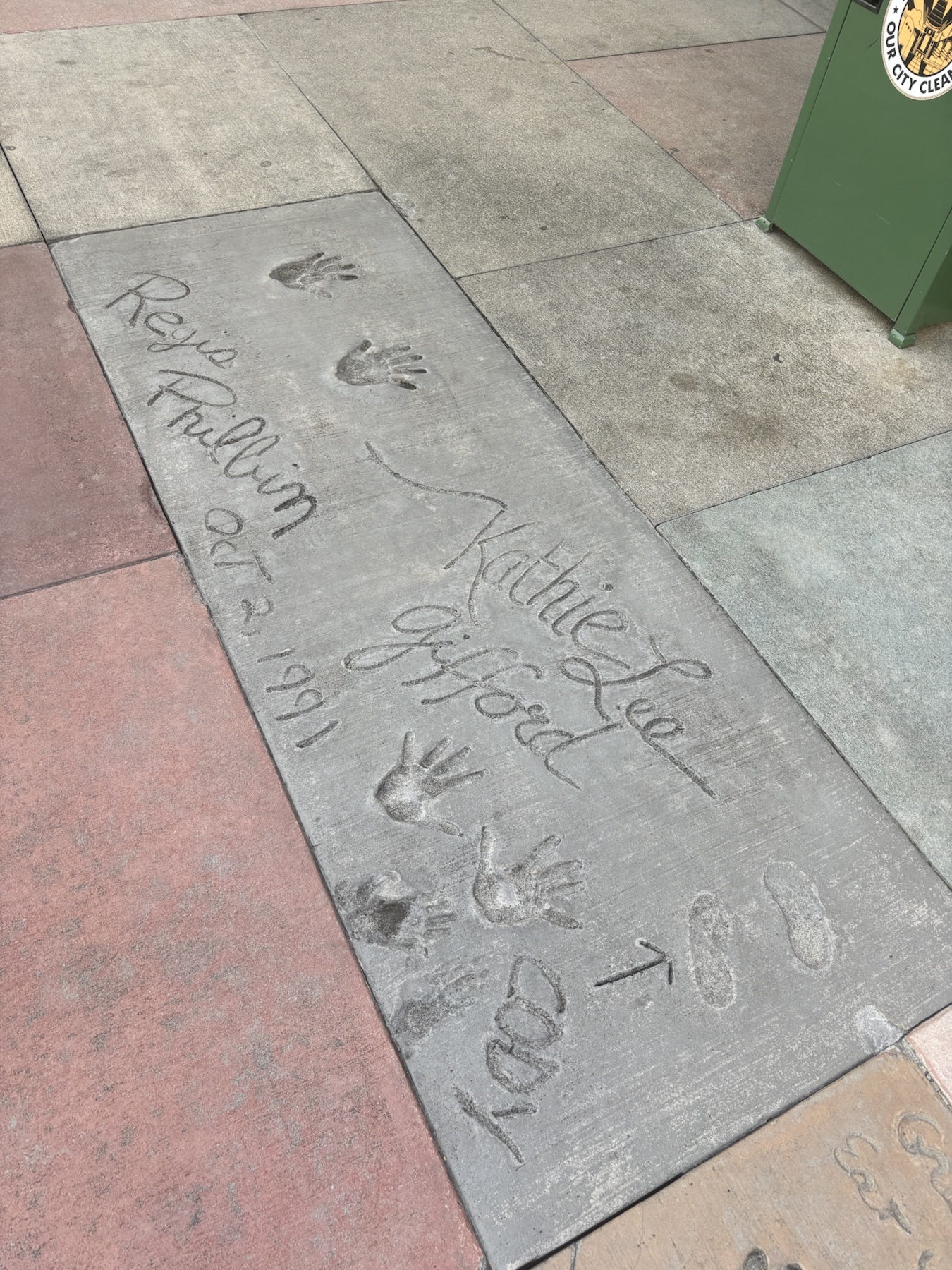 Regis Philbin and Kathy Lee Gifford's joint square outside the Chinese Theater at Disney's Hollywood Studios