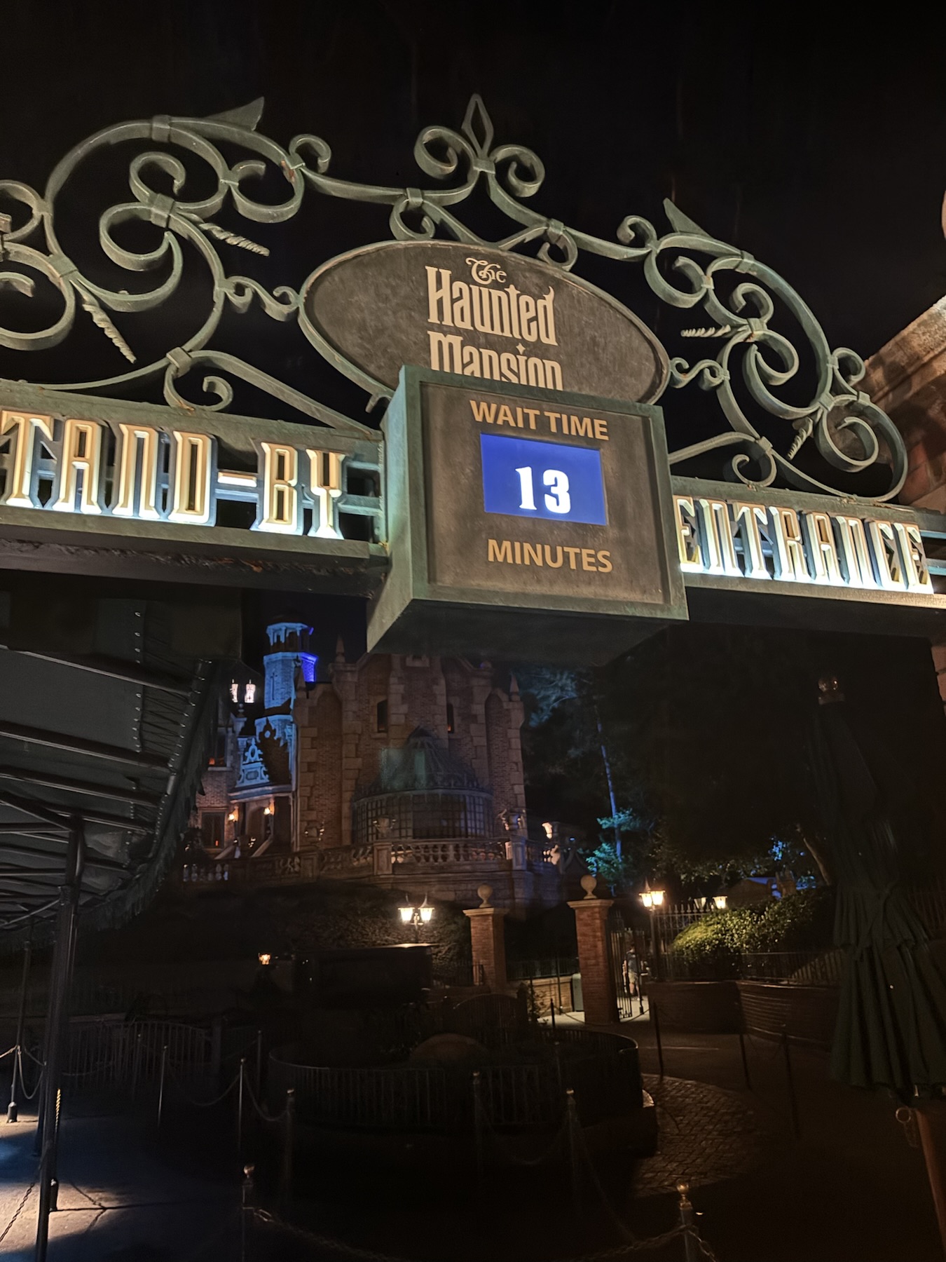 Haunted Mansion, Magic Kingdom. 13 minute wait is code for "walk on" at this attraction.