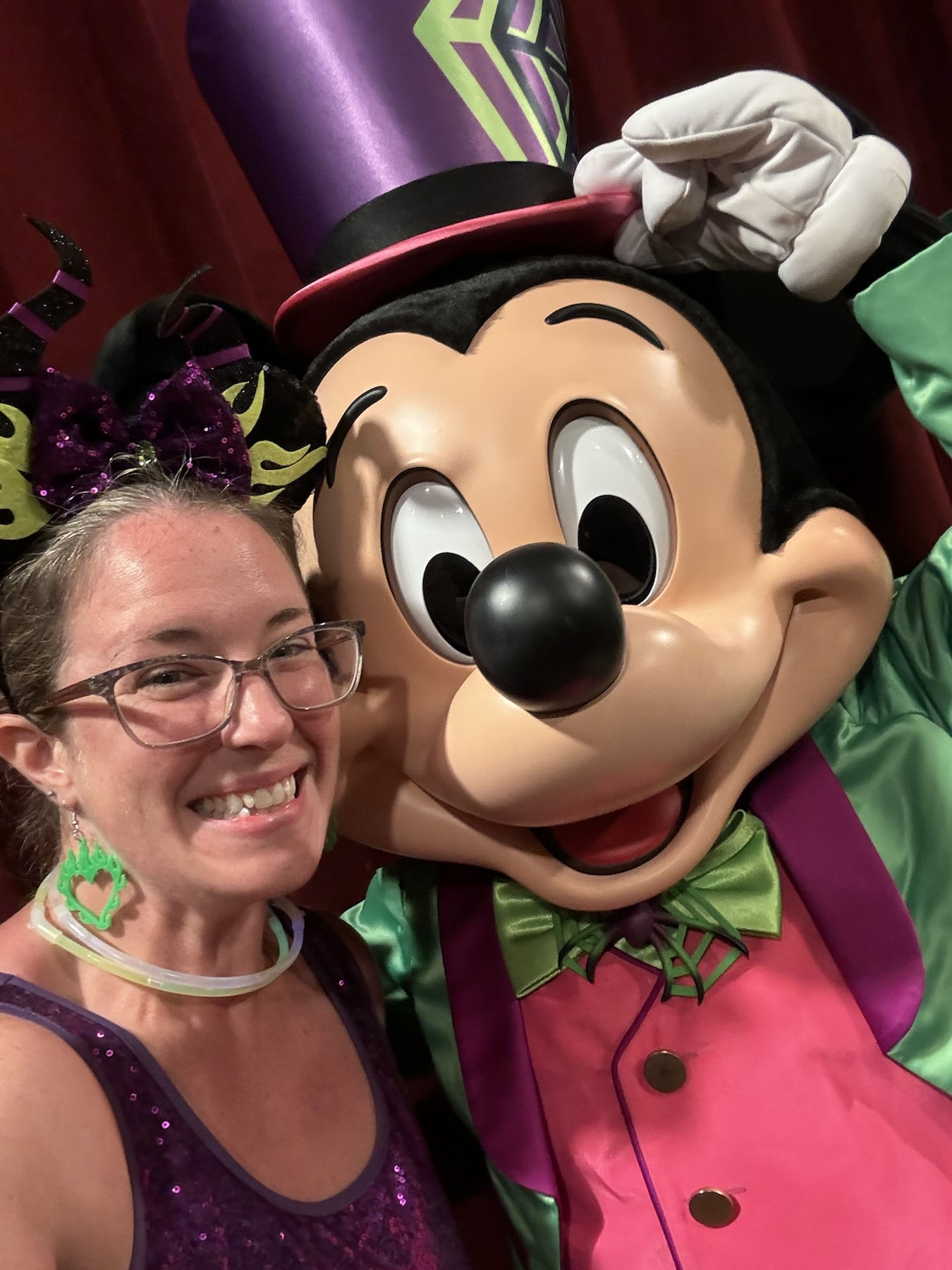 Selfie with Mickey Mouse at Mickey's Not So Scary Halloween Party