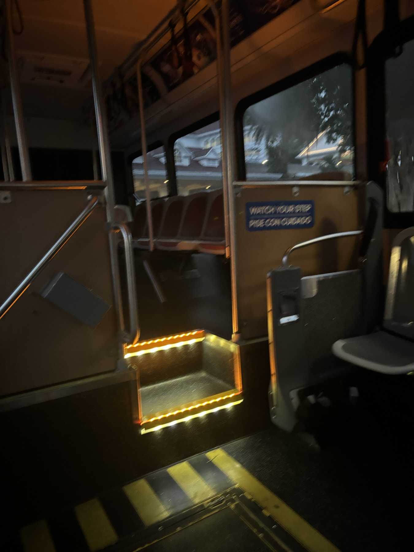 Aboard an empty Disney Bus before Rope Drop!