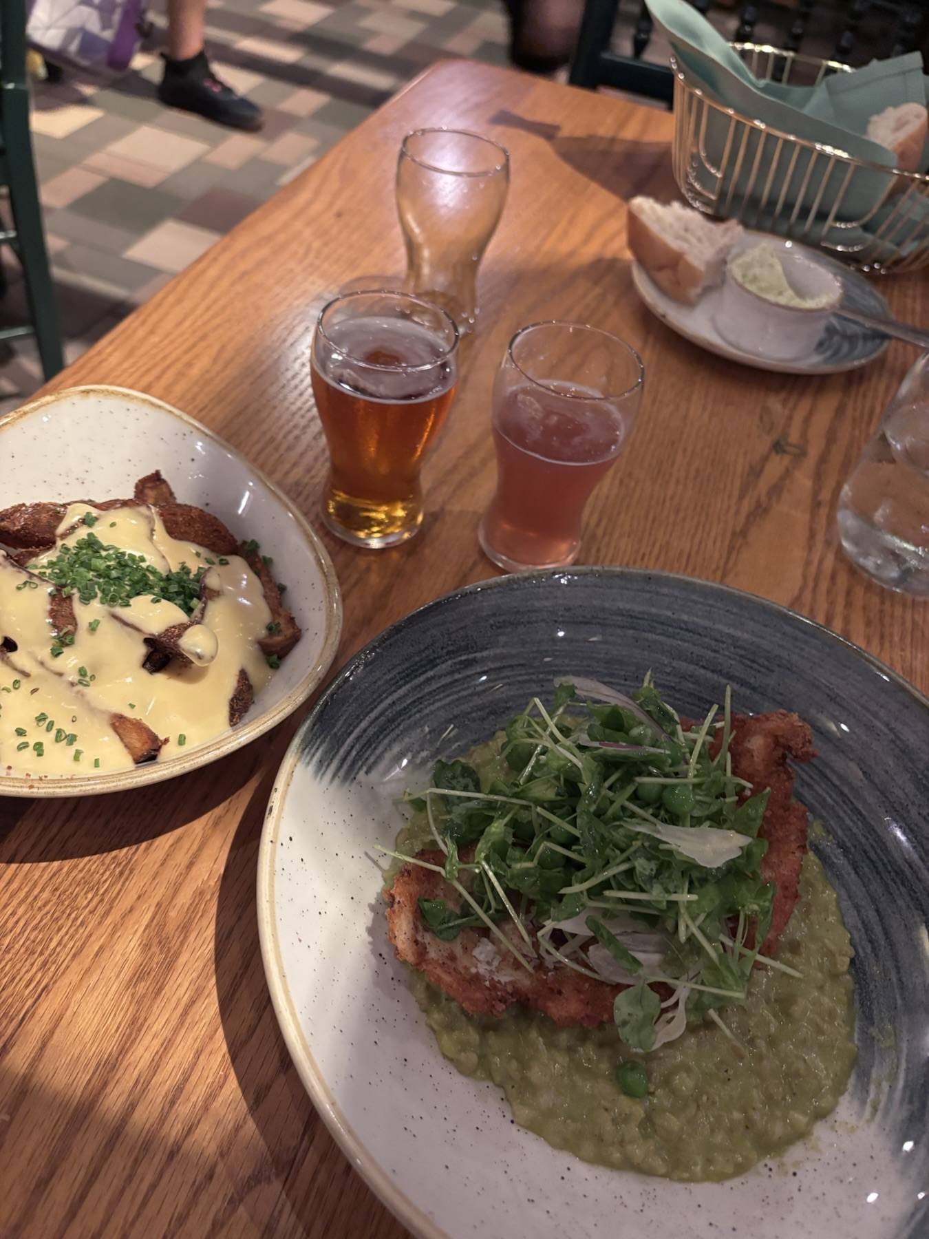 Panko Chicken and Spice Smoked Gouda Potatoes at Boatwrights